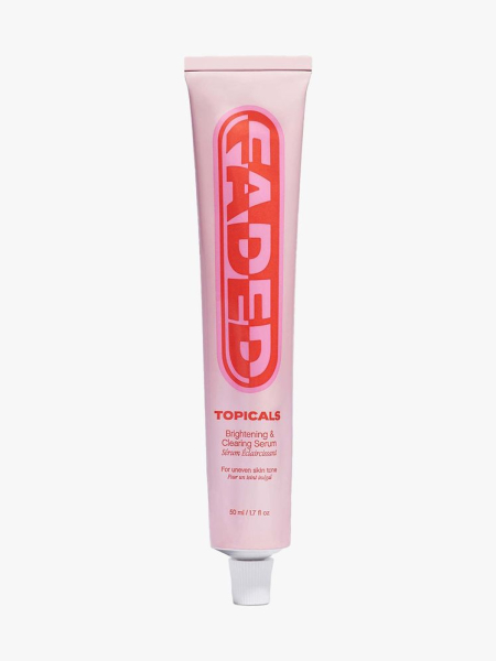 Topicals Faded Brightening & Clearing Serum pink tube on light gray background